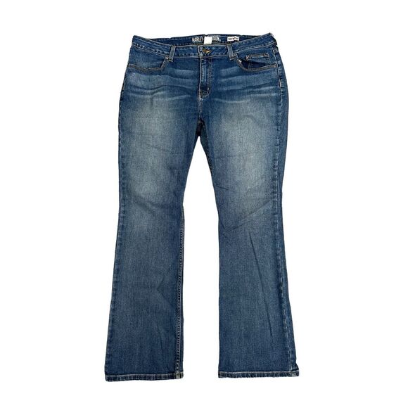 Harley Davidson HD Women’s 34 Curvy Bootcut Blue Jeans Performance Stretch - Picture 1 of 10